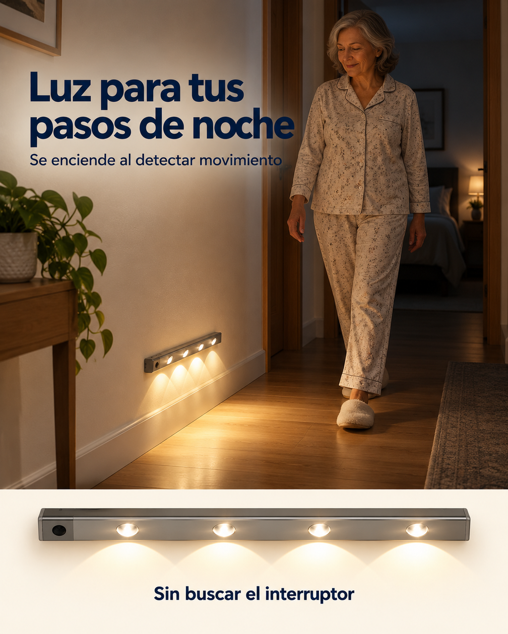 Barra LED Recargable Con Sensor Movimiento 50cm